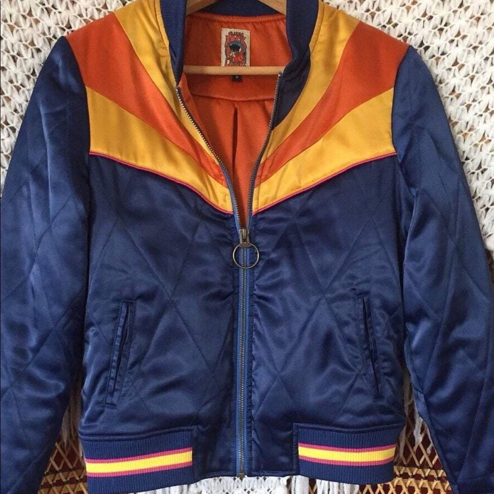 Classic Rock Couture Navy Rising Sun Bomber Jacket L